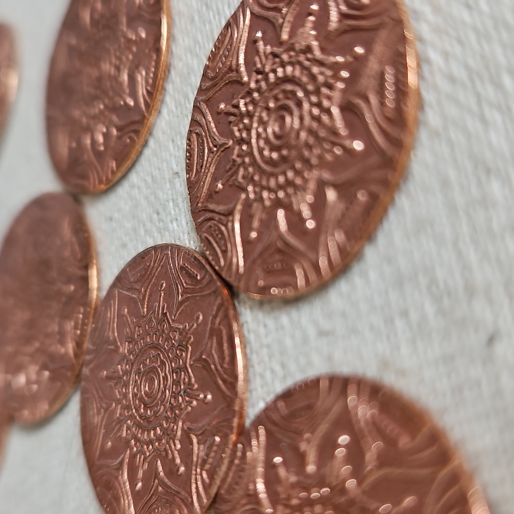 ⚡️LAST ONE⚡ Artisan Embossed Pure RAW Copper Mandala Design 20g(?) Heavy & Shiny